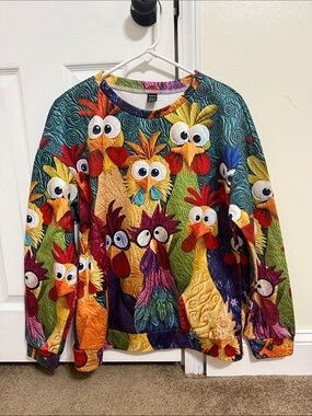 Colorful Cartoon Chicken Sweatshirt